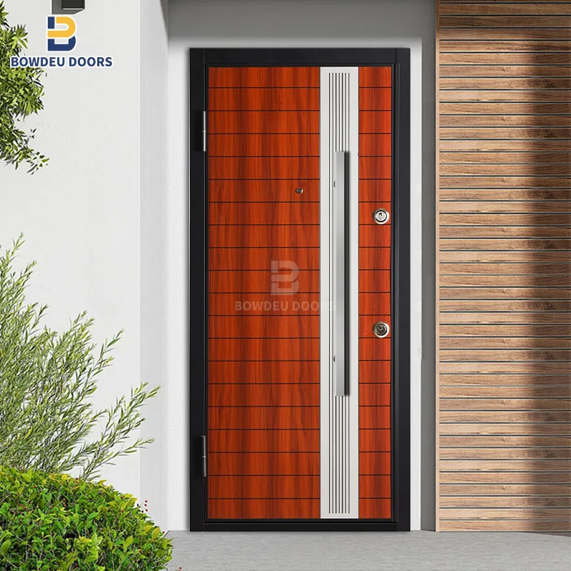 2024 Latest Design Turkey Steel Wood Door Armored Exterior Security Entrance Turkish Steel Bulletproof Security