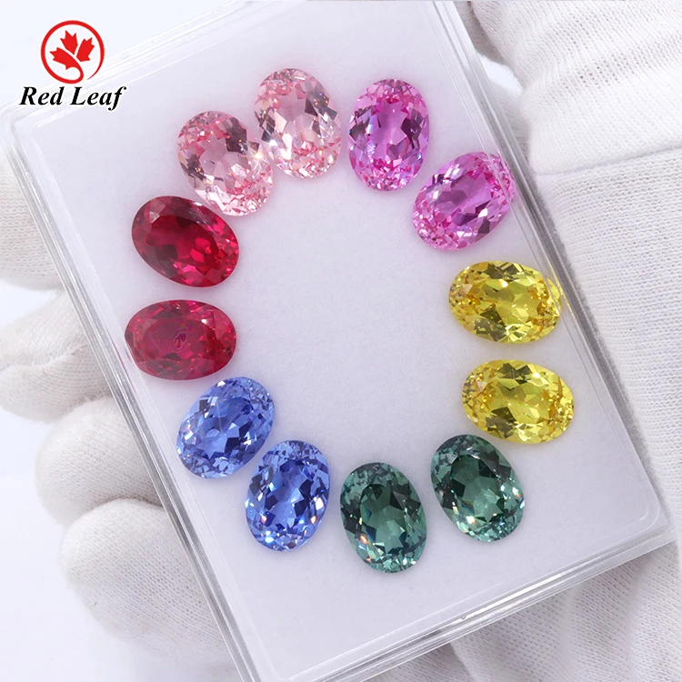 Redleaf gems Sell synthetic stone price oval all size high quality loose blue lab grown sapphire gemstone