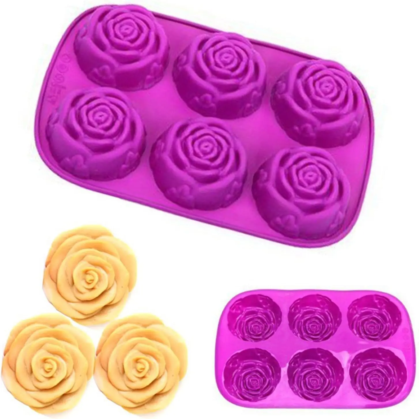 Wholesalers BPA Free Rose Ice Cube Dubai Chocolate Bar Pistachio Candy Silicone Mold DIY Flower Shape Dishwasher Safe Soap Tray