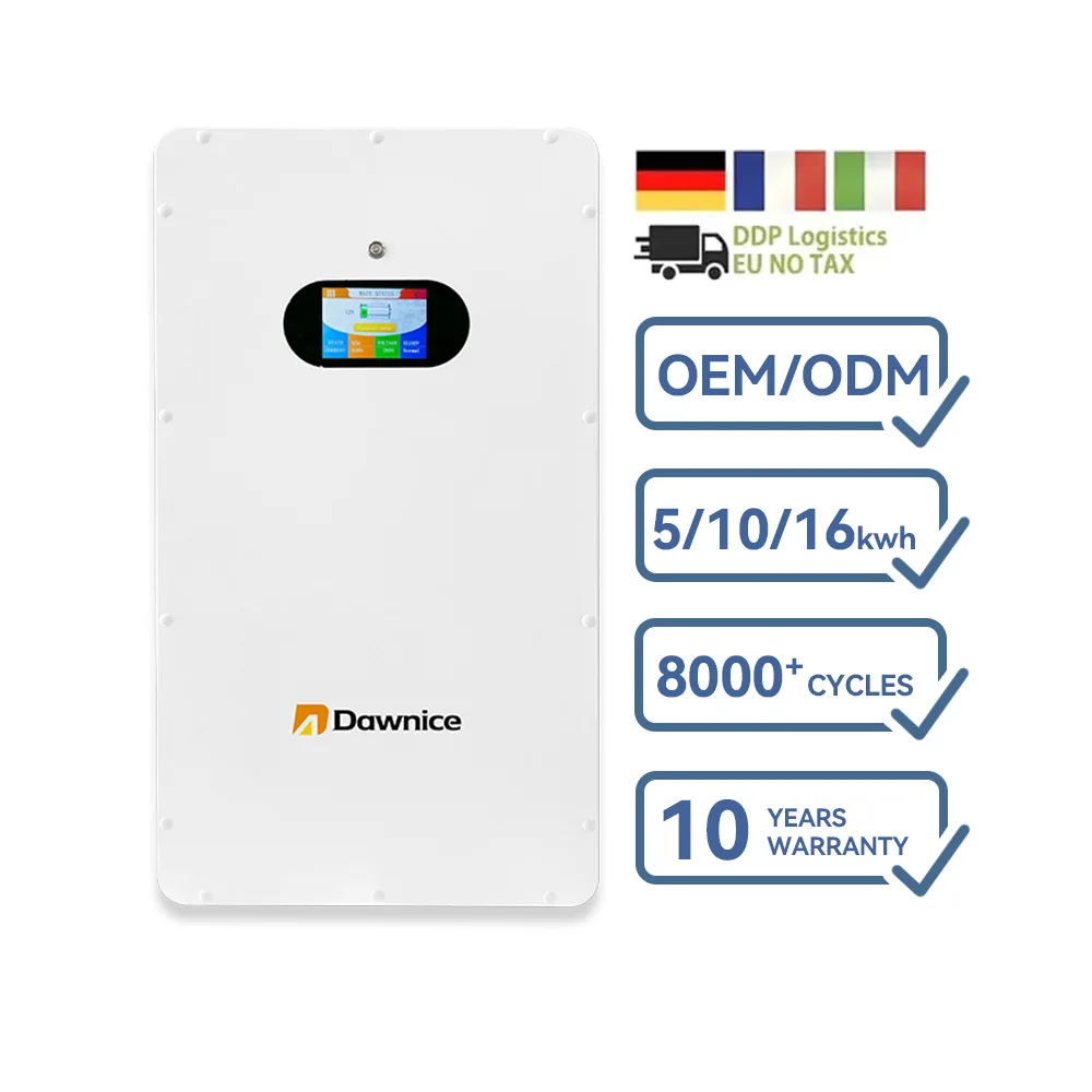 Dawnice Lithium Lifepo4 Battery 48v 51.2v 100ah 200ah 5kwh 10kwh 15kwh Power Wall With BMS For Off Grid/Hybrid Solar System