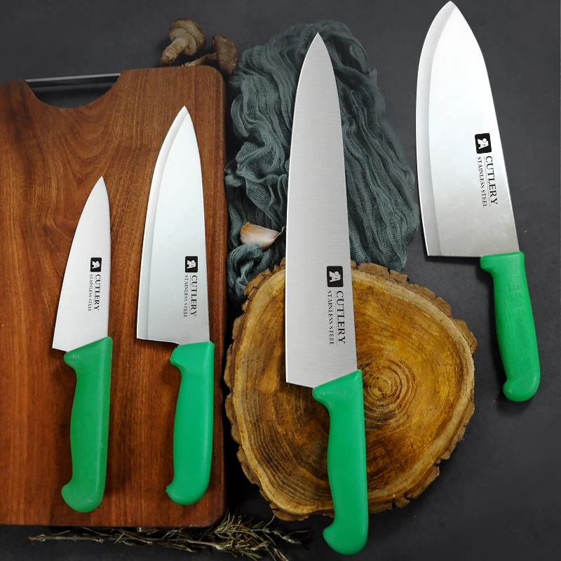High quality 5Cr15Mov stainless steel butcher knife professional meat cleaver chef knives set with PP handle