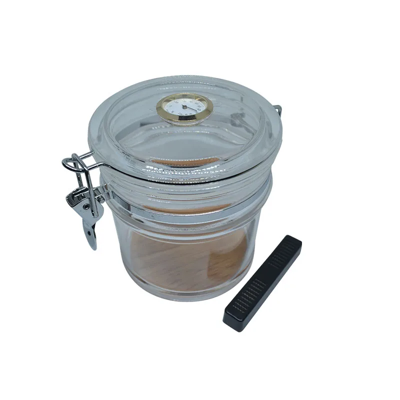 Acrylic Cigar Humidor Jar with Hygrometer Cigar Case  Cigar Clear Acrylic storage Jar humidor box PX-HM135G