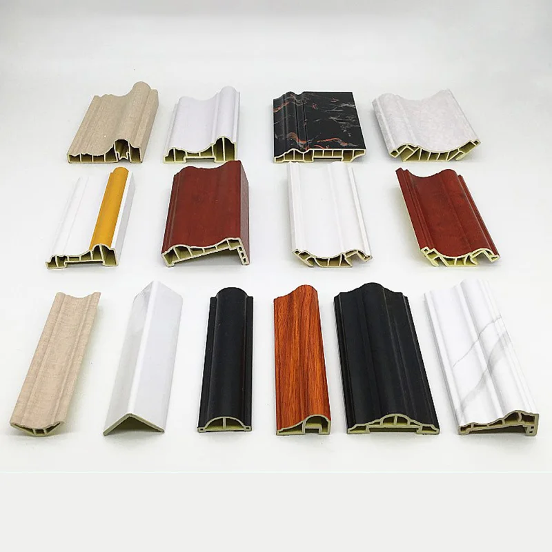 High-quality Eco-friendly decorative Marbling and wood grain moulding profile PVC wall panel accessories skirting border line