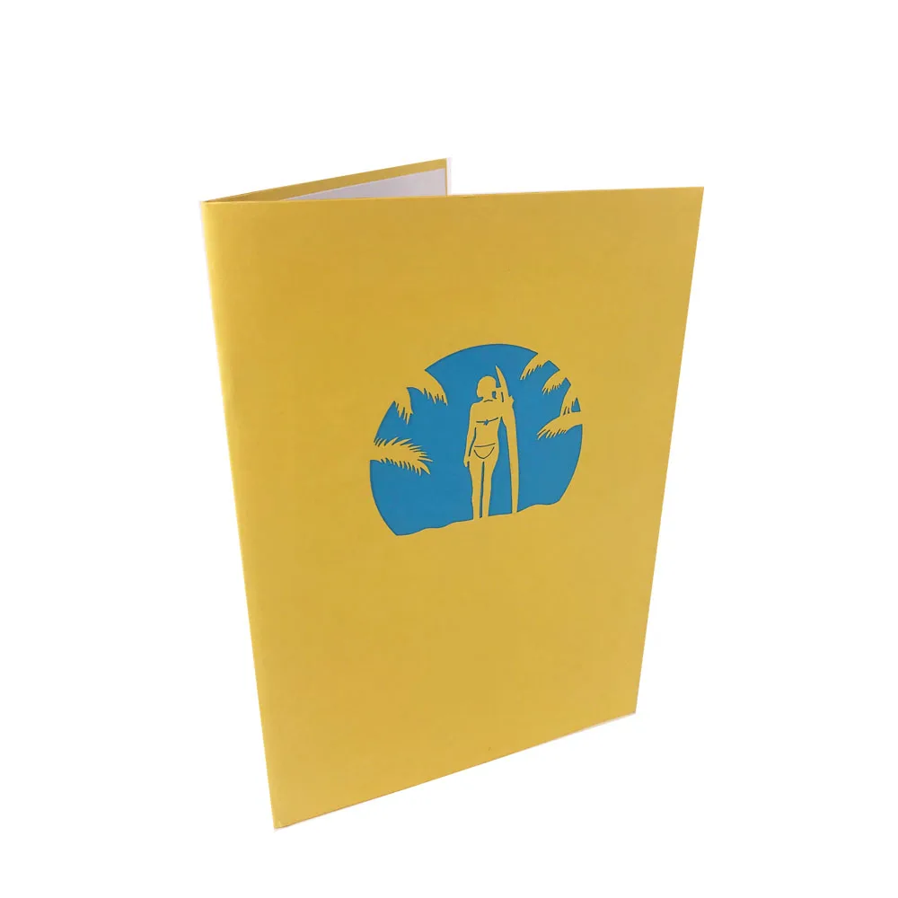 Custom Surfing 3D Pop Up Card Greeting Card