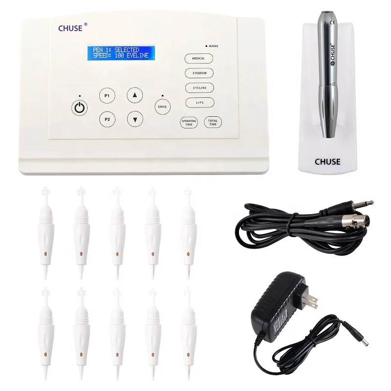 Painless tattoo machine pmu kit CHUSE C5 pro spmu permanent makeup brow eyebrow lip maquinarias tatuar pen gun