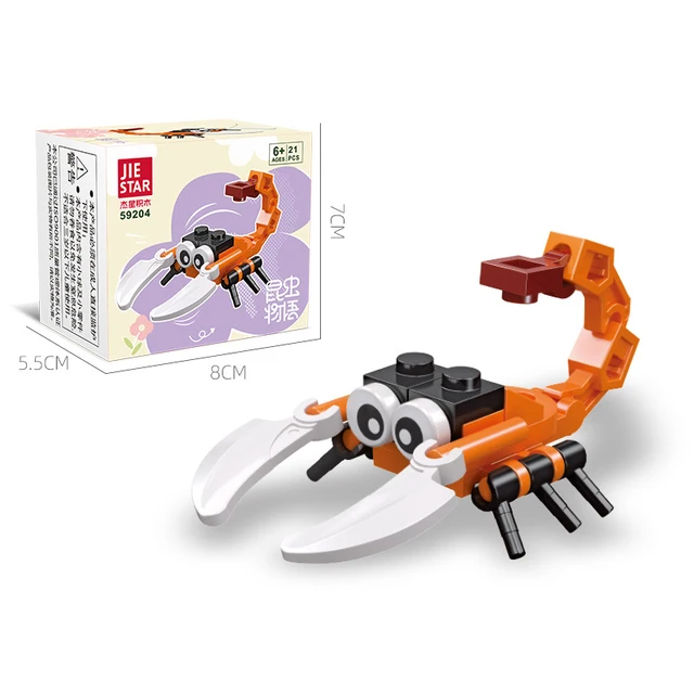 Cute Insect Building Block Mini Cartoon Mantis Spider Snail Model Set Kawaii 3D Diy Bricks Toy Collection Toys for Kids Gift