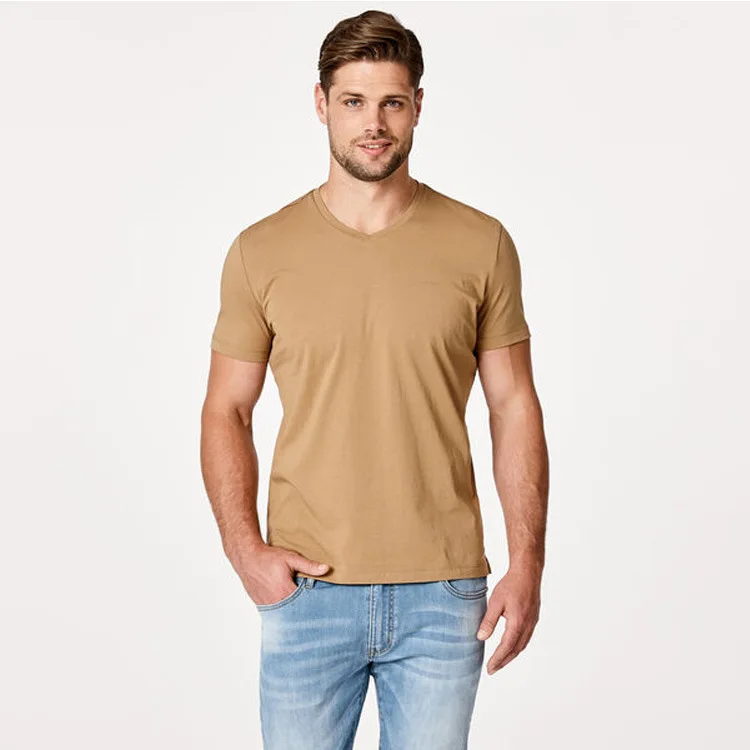 Custom  Bulk Blank Cotton Plus Size Short Sleeve Unisex  V-neck Plain High Quality Oversized Fitted  Tshirts