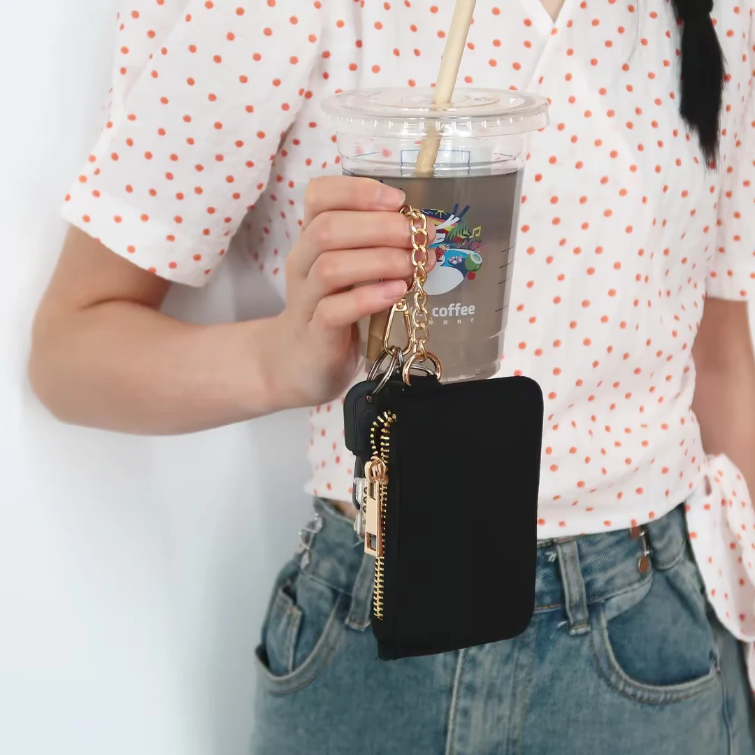 New Type Top Sale Smart Durability Macaron color Keychain Card Coin Purse Keychain Zipper Cute Girls Keychain Wallet