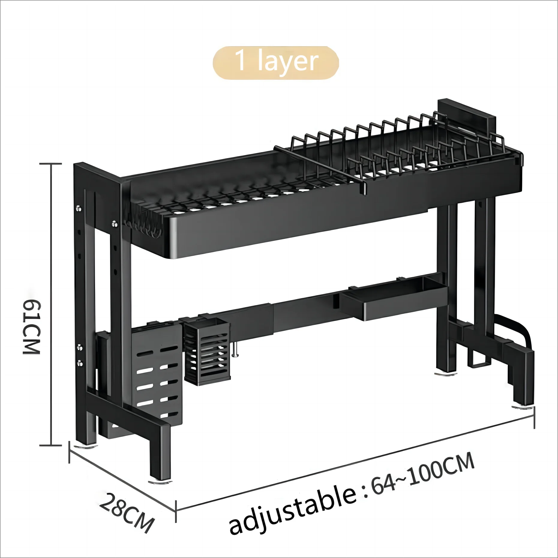 Over The Sink Dish Drainer Rack Storage Holders 2 Tier Adjustable Metal Dish Drying Rack Organizer Shelf