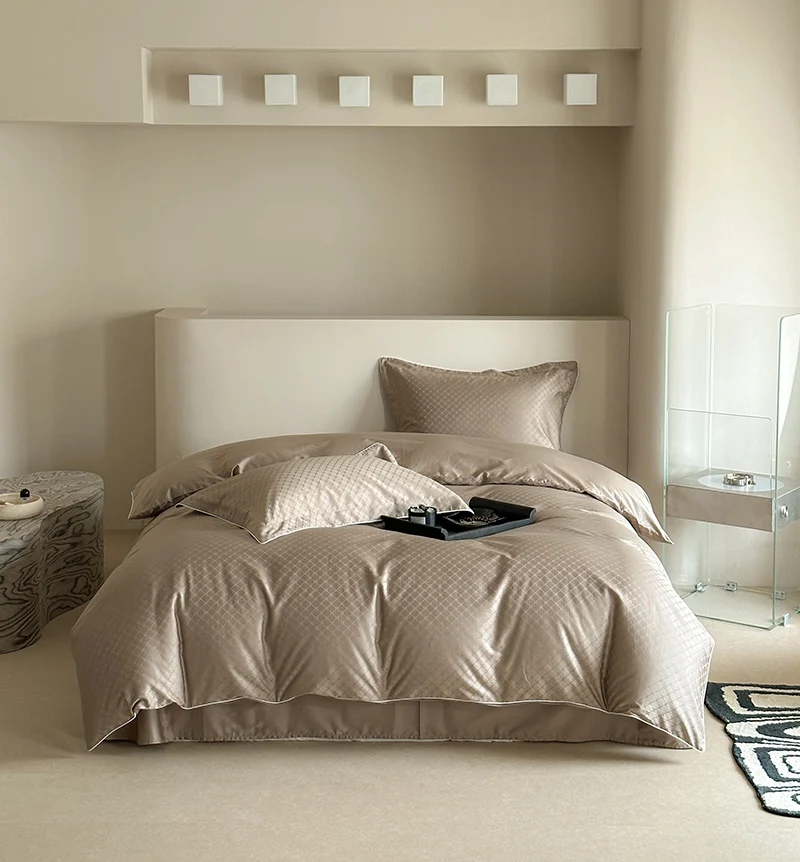 Роскошный Комплект постельного белья SANHOO Bulgari постельное белье с коричневым узором Королевский размер гостиничное