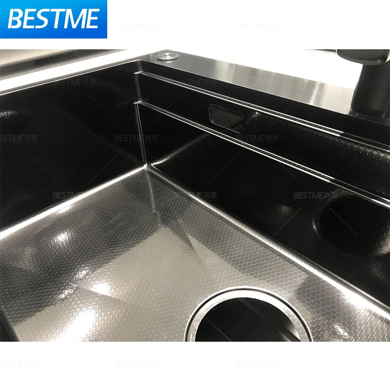 Wash Basin Big Single Bowl Sink kitchen SS 201/304 Gun Metal OptionStainless Steel sinkal Accessories Nano Black Kitchen Sink