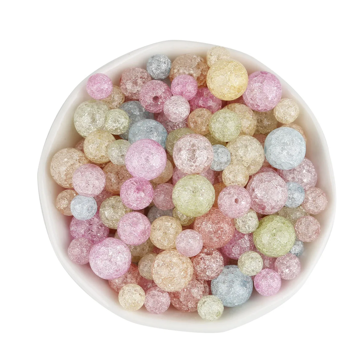 6 8 10 mm Colorful Glass Beads White Snow Cracked Quartz Crystal Beads Spacer Beads For DIY Jewelry Making 39cm/strand