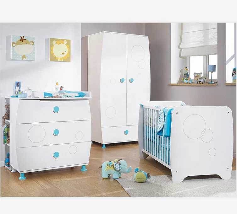 baby room furniture White wooden kids furniture set baby bedroom