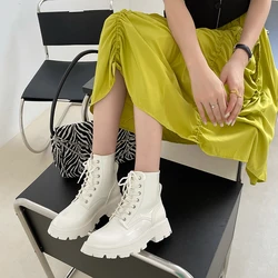 Fall winter collection eyelet detail lace up front platform women shoes round toe low heel comfy lady ankle Martin boots