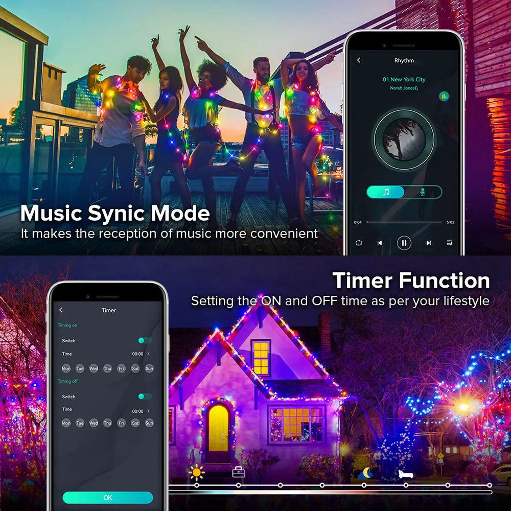 Led App Control Universal Rgb Light Tree Christmas Led Fairy Light Arbol Con De Luces Smart Christmas Tree Light