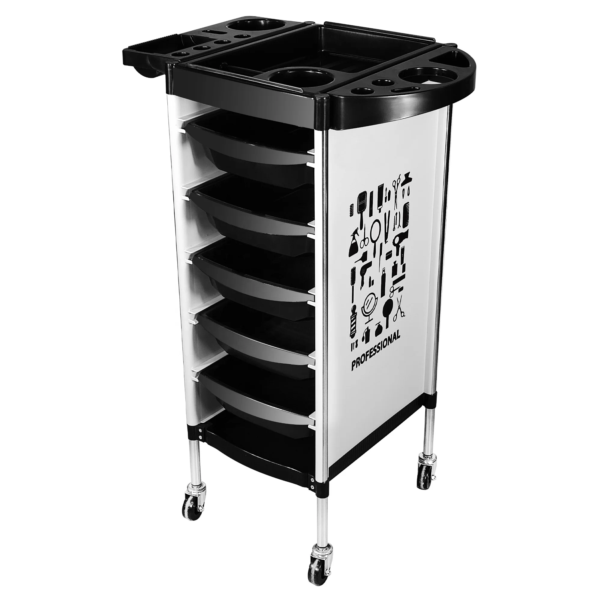 New plastic removable barber salon trolley 5 large storage drawers with wheels