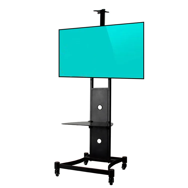 
Mobile TV Cart Floor Stand Glass Tray VESA Bracket Mount LCD LED Home Exhibition Display Trolley 