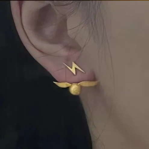 Christmas Gift Halloween Cosplay Jewelry  Golden Snitch Pin Earring
