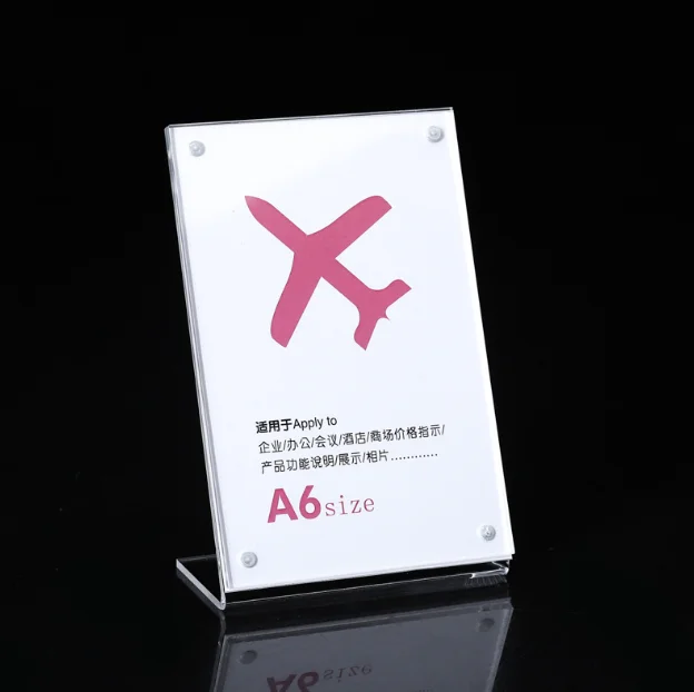 Tabletop Menu A4 A5 A6/custom Size L Shape Transparent Display Stand Slanted Plastic Acrylic Sign Holder 8.5 X 11