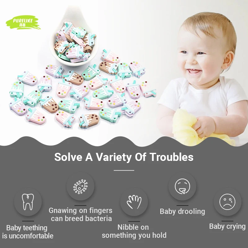 Bpa Free custom printing cup shape food grade baby teether loose silicon teething new beads