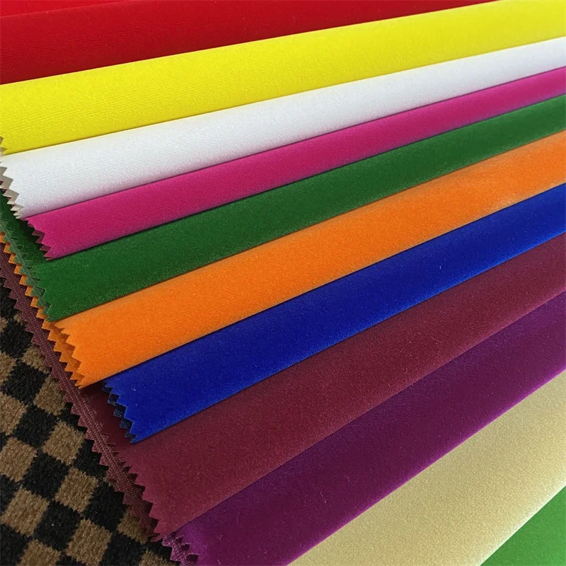 Factory raw material waterproof 100% polyester flocked acrylic velvet textiles fabrics for packing