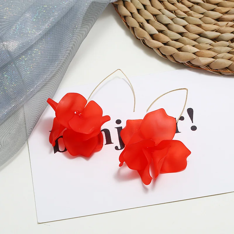 2020 New Korea Style Fashion Pressed Flower Earring Hook Dangle Long Earrings