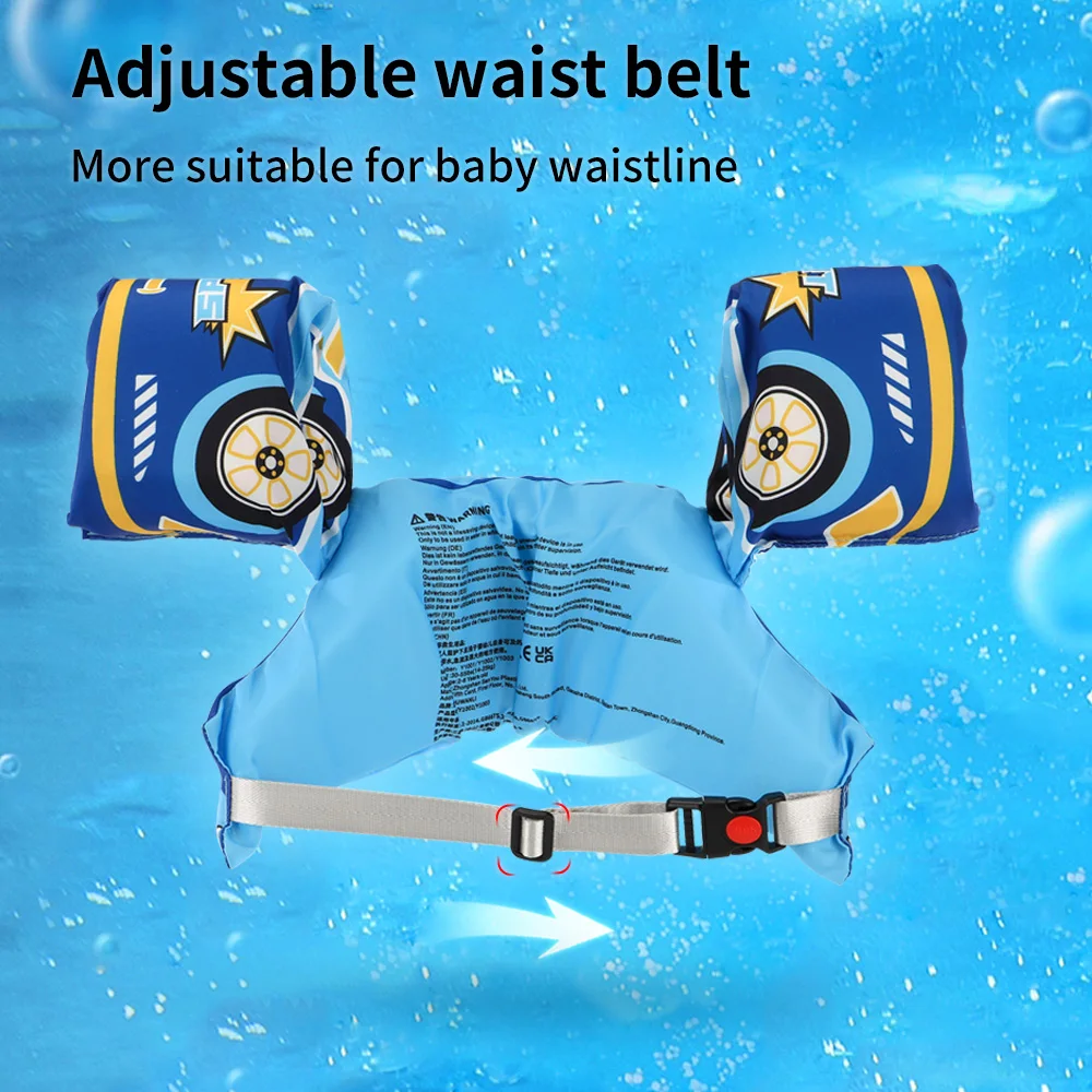 Thicken High Buoyancy Adjustable Belt Kids Slide Switch Button Non-inflatbale Arm Ring Life Vest Swim Jacket For Children Summer