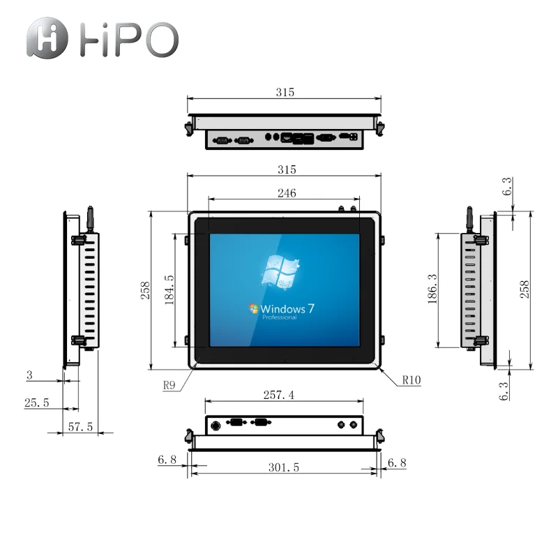 Brand New PTR12W Rate 10/100/1000Mbps Support wifi 12 inch tablet pc 1024*768 display