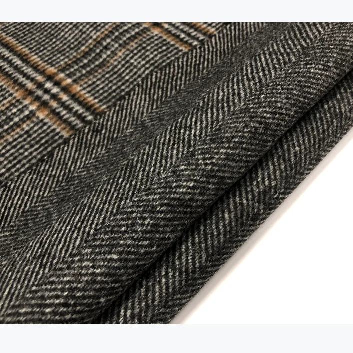 Autumn hot popular double faced plaid 80%wool fabric for warm overcoat