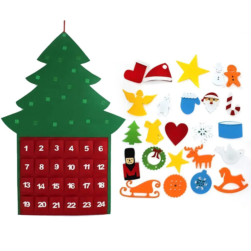 Customized diy felt christmas tree wall hanging Christmas Calendar xmas gifts