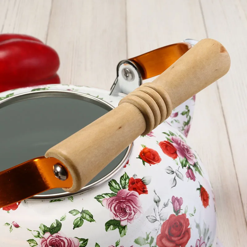 Factory Wholesale High quality best selling big size fat pot kitchenware enamel kettle with wooden handle