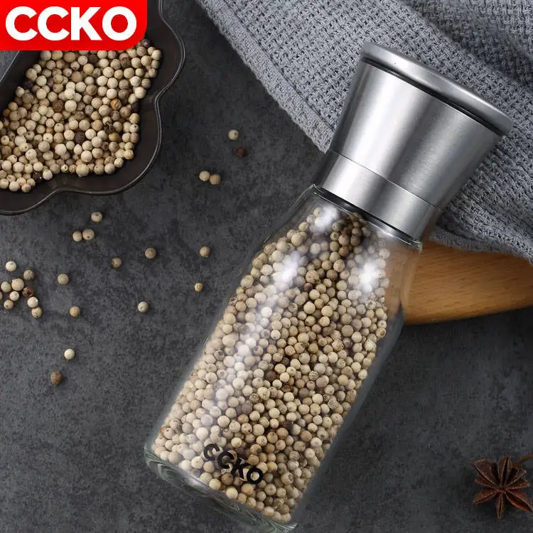 Кухонные стеклянные мельницы CCKO для соли и перца набор ручных мельниц стеклянных из нержавеющей