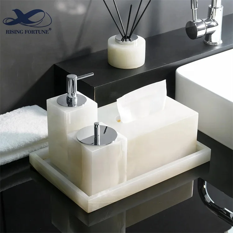 Wholesale Luxury Decorative Home Accessories Black Marble Set Effect Ceramic Natural Bathroom Sets