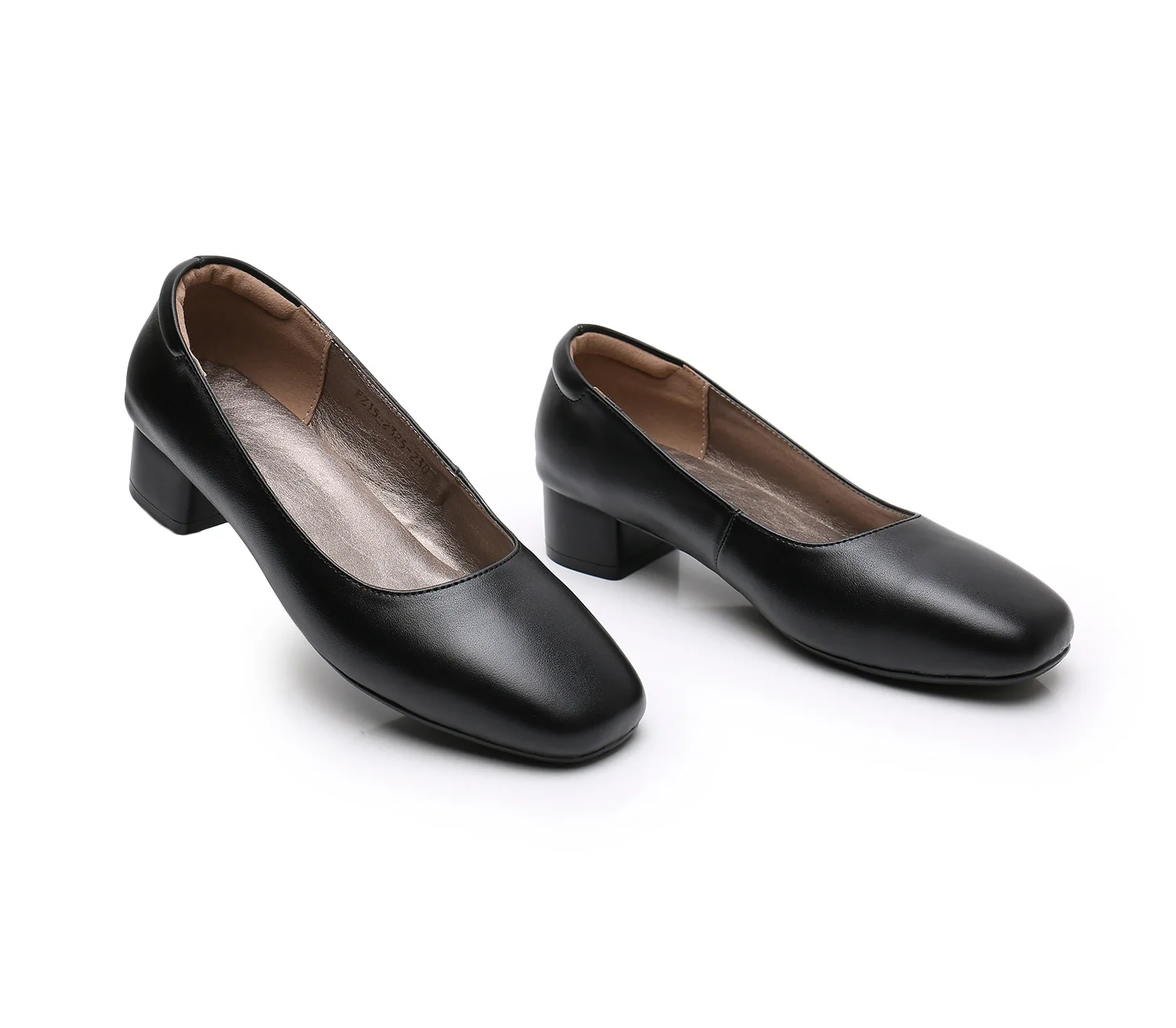 Top cow leather Hotel Waiter office shoes women pumps suit nonslip formal chunky heel stewardess 3.5cm heel shoe factory