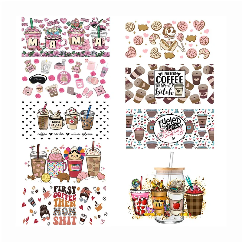 Wholesale Tumbler Custom Uv Dtf Cup Wraps Transfers Uv Dtf Cold Transfer Cup Wrap Transfers Decals Uv Dtf Glass  Wrap For Libby