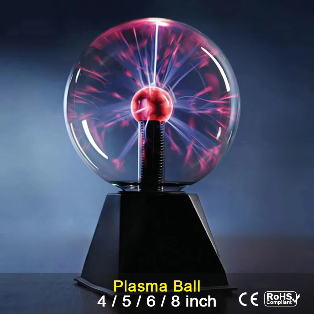 Customizable Shapes 5 Inch Magic Touch Sound Sensitive Plasma Ball Lamp for Interactive Science Educational Gift