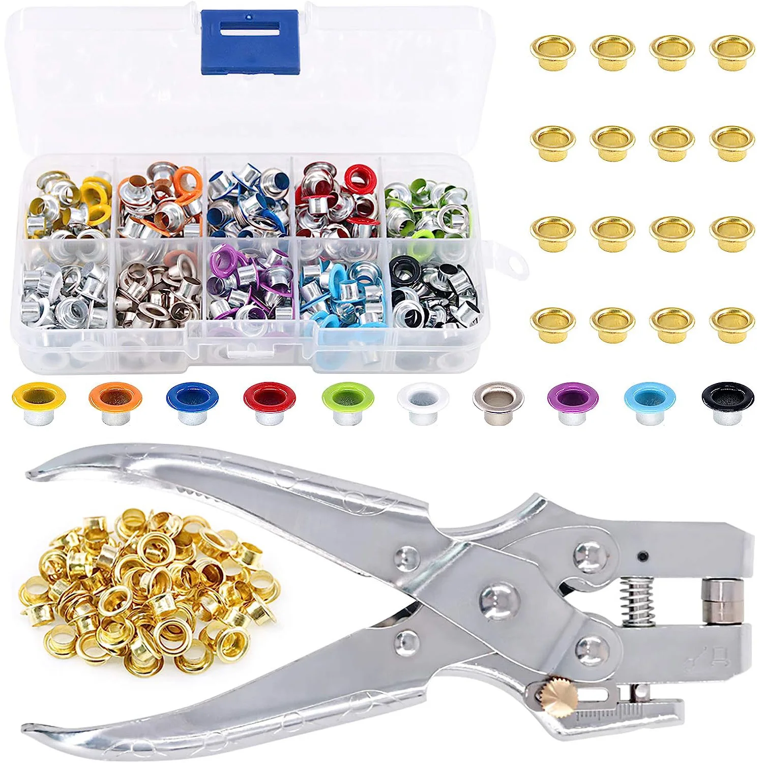 400 комплекты 3/16 дюймов (4 5 мм) Multi-11Colors металлические люверсы комплект с дыроколом плоскогубцы для кожи холста одежды ремня сумки