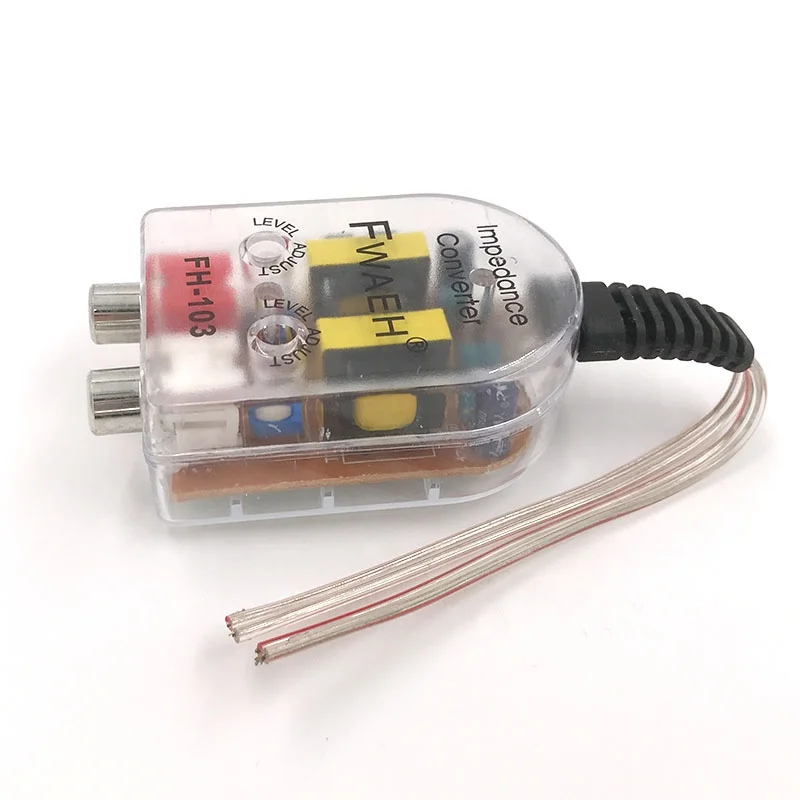 Car Speaker to RCA Level Adaptor High to Low Impedance Audio Converter Sound Subwoofer Amplifier Adjustable