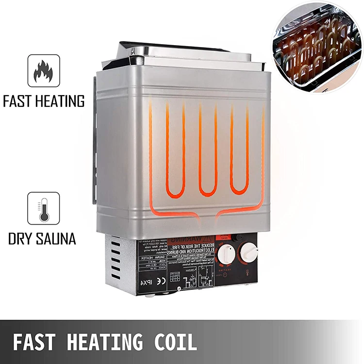 Electric Sauna Heater Sauna Stove Dry Steam Bath with Internal Controller Spa Shower for Home Hotel Stainless Steel Sauna Room