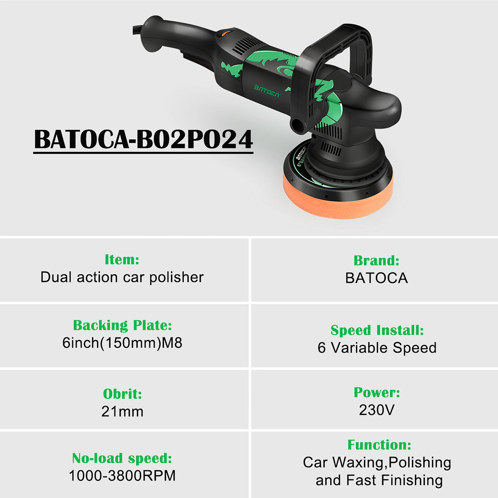 6inch backing plate random big orbit polisher 21 mm dual action polish machine car Polisher