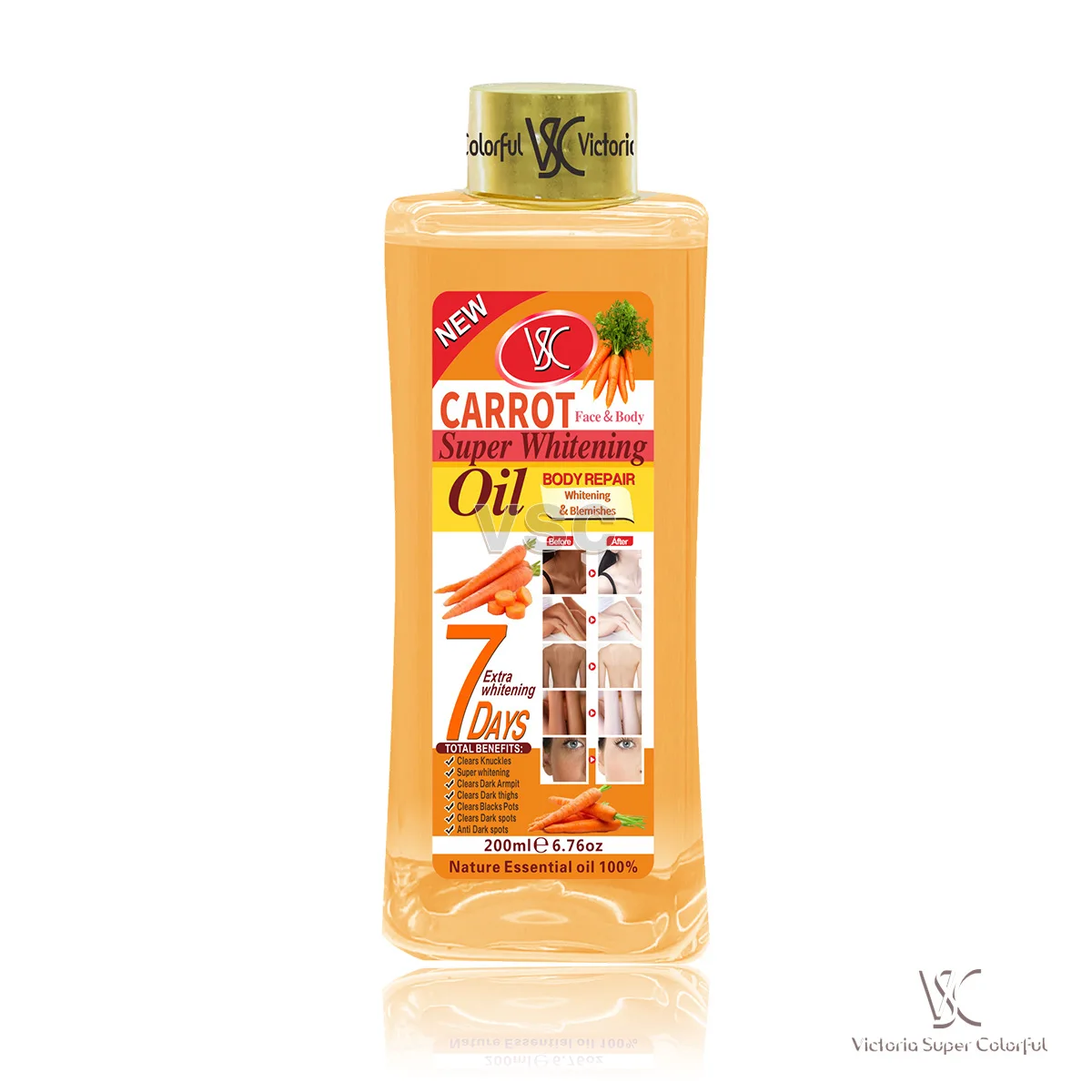 Top Quality Hot Sell Tumeric Oil For Skin Lightening 200ml Gold Whitening Body Bleaching Turmeric Super Whitening Oil