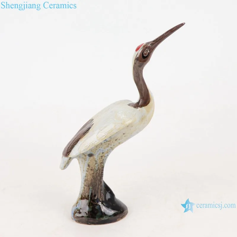 RZSM01-B Colorful glaze kiln changed glaze carving sculpture single feather crane