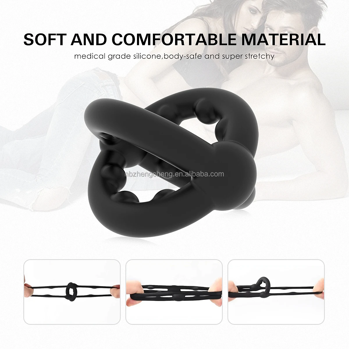 Penis Ring Multiple Uses Silicone Male Longer Lasting Erection Cock Ring Soft Stretchable Enhancing Sex Toy for Man