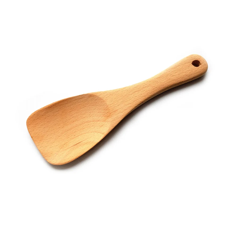Hot selling Eco Friendly Wholesale Natural Beech Turner Cooking Utensil for Non Stick Wooden Spatula