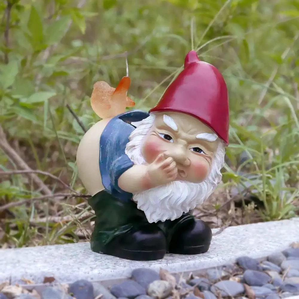 BSCI Factory Garden Gnome Outdoor Funny with Bird Naughty Sculptures Statues