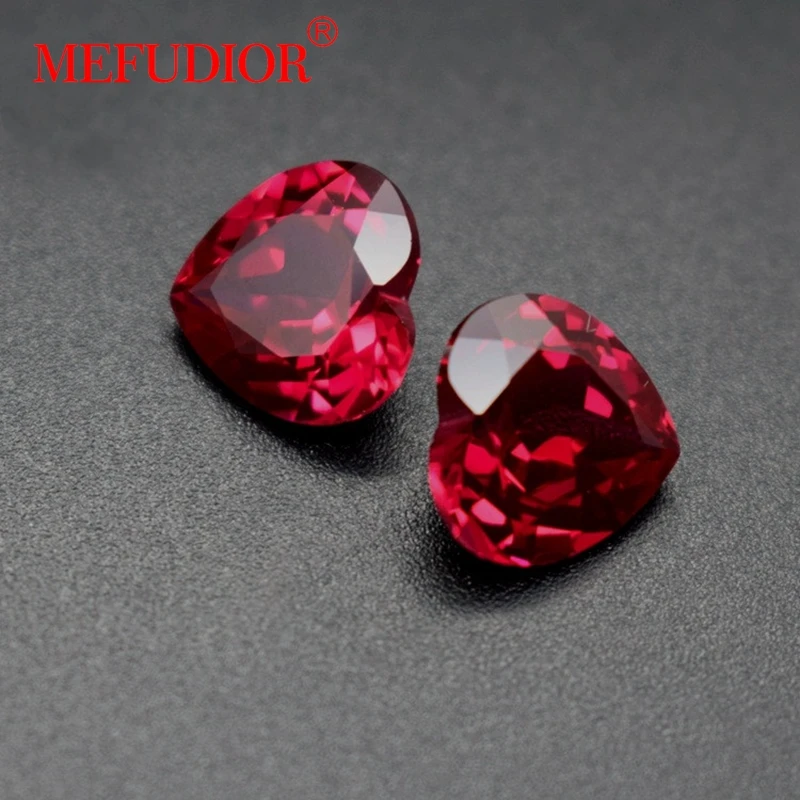 4*4-12*12mm 5A Wholesale Synthetic Ruby  Factory Price heart shape 5# ruby loose gemstones Corundum