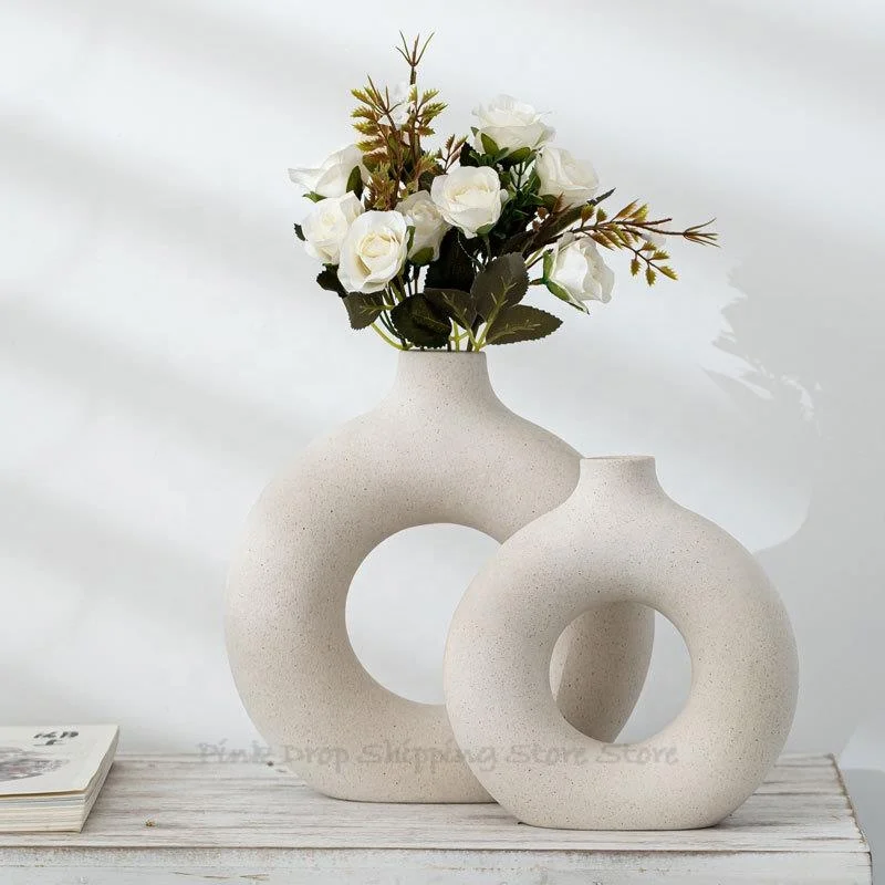 Vase Home Decor Flowers Vase Nordic Ceramic Flower Arrangement Dried Flower Art Home Living Room Decor Vase Decoration Salon