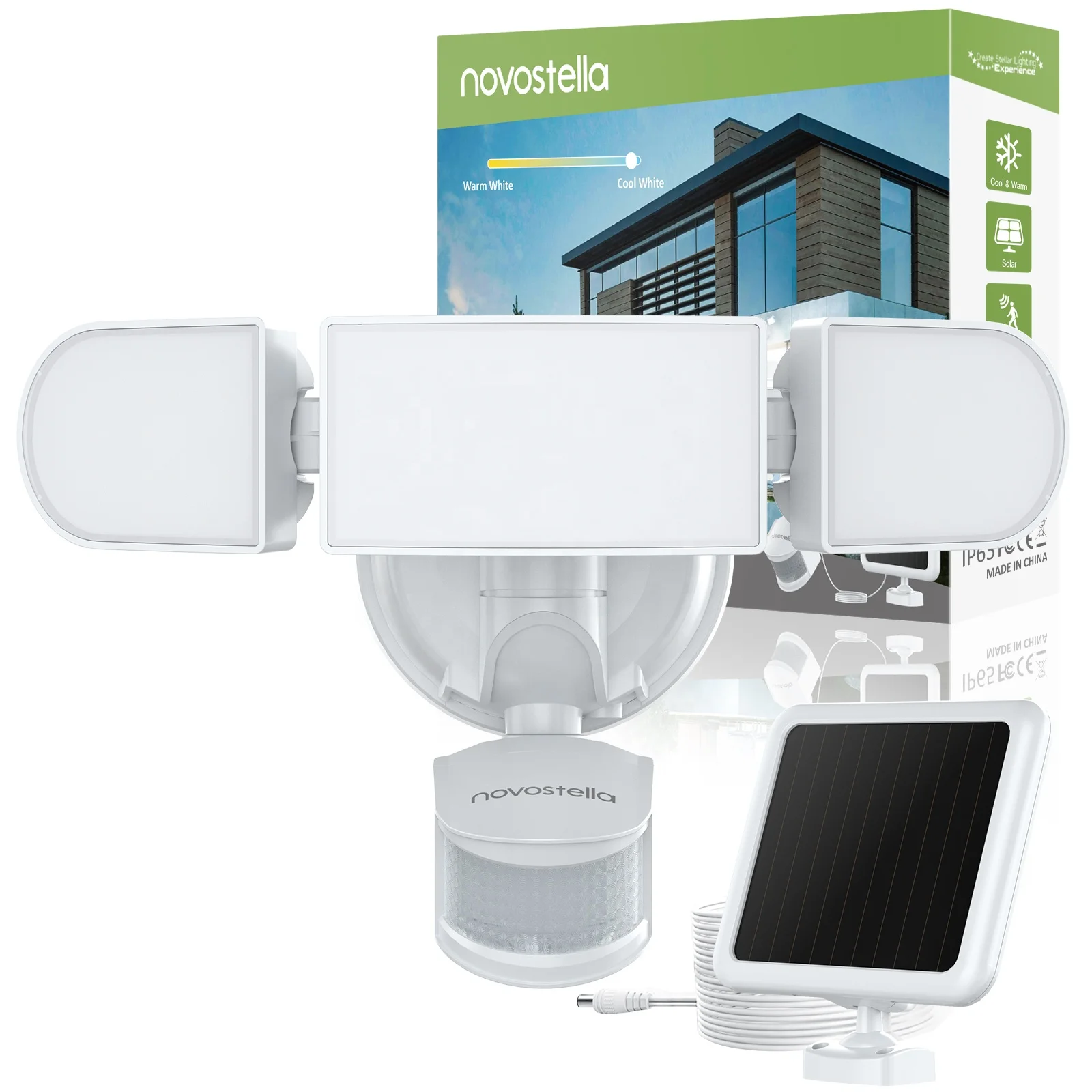 Solar Powered Tunable White Garden Light PIR Sensor Security Light 1800LM