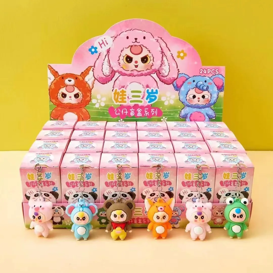 Cheap Babythree Popmart Blind Box Keychain Lucky Bag Gift  Anime Figure Collection Toys Upset duck Sanrioed Labubu Blind Box