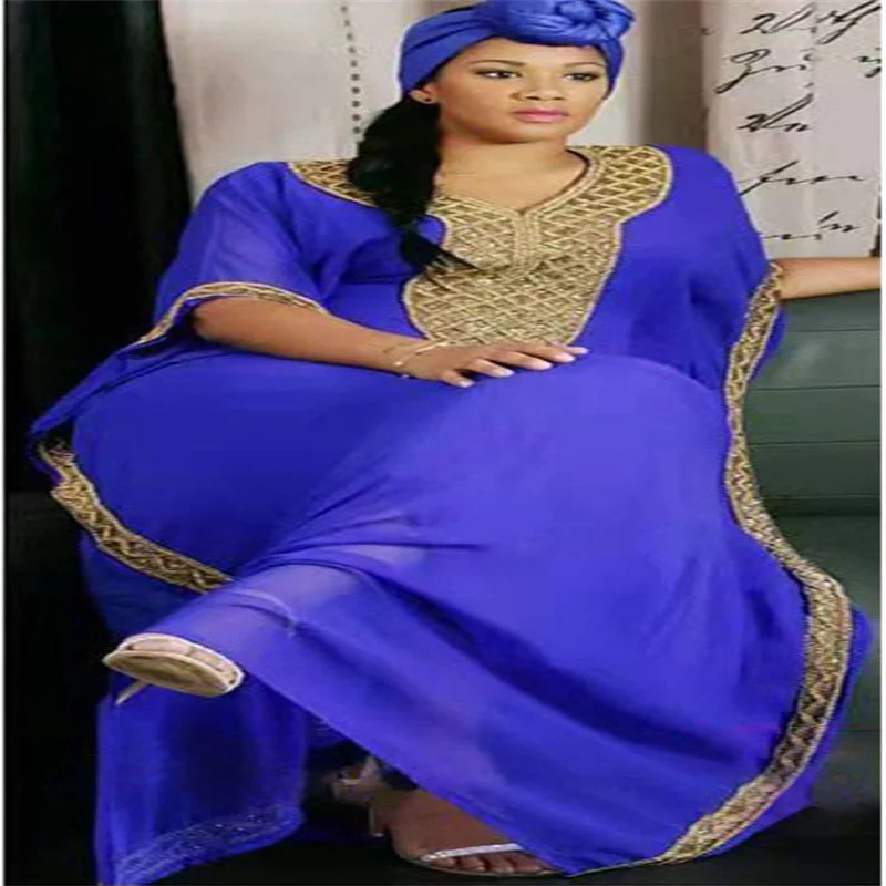 Bulk Stock Caftan Islam Clothing Boubou Kaftan Robe Djellaba Dubai Abaya Muslim Chiffon Maxi Dress African Dresses For Women
